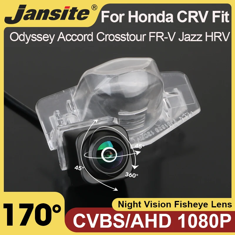 

Jansite 170° Rear View Camera AHD 1080P CVBS Reverse Camera For Honda CRV Odyssey Accord Crosstour FR-V Fit Jazz HRV CRZ CRX