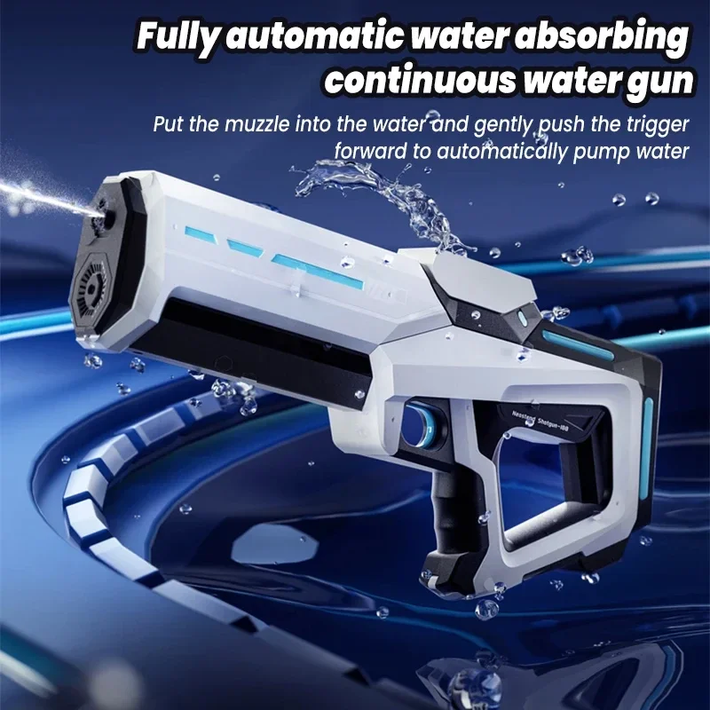 Fully Automatic Spray Electric Continuous Shooting Water Gun Toy, Summer Outdoor High-Pressure Swimming Pool Water Play Toy Gift 2