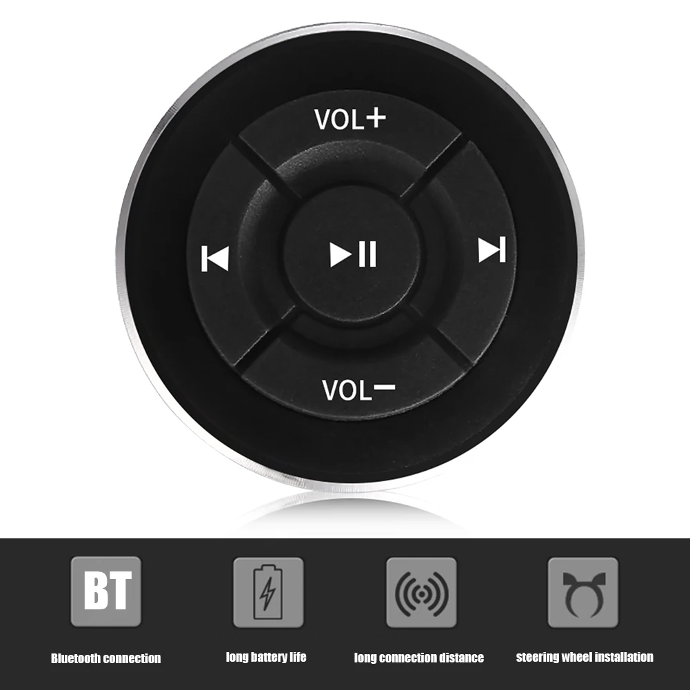 자동차 핸들 블루투스 미디어 단추 리모컨, MP3 음악 재생, IOS 3.0 안드로이드 4.0 휴대폰 태블릿 CR2016 배터리
