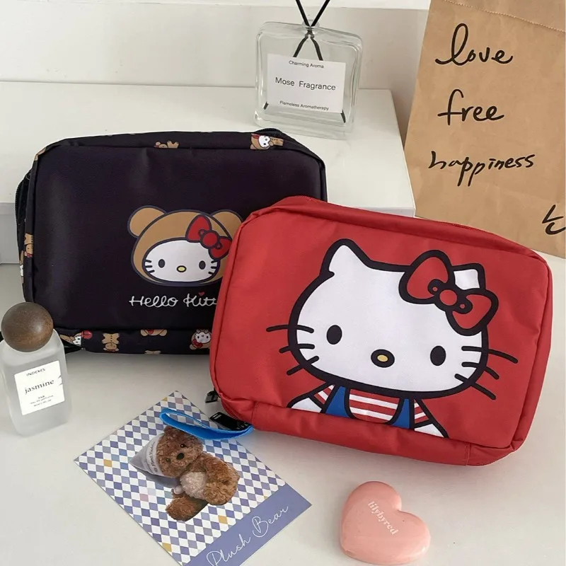 Hellokitty – trousse à cosmétiques pliante, sac de rangement pratique multicouche, trousse de toilette Portable pour étudiants, sorties de voyage