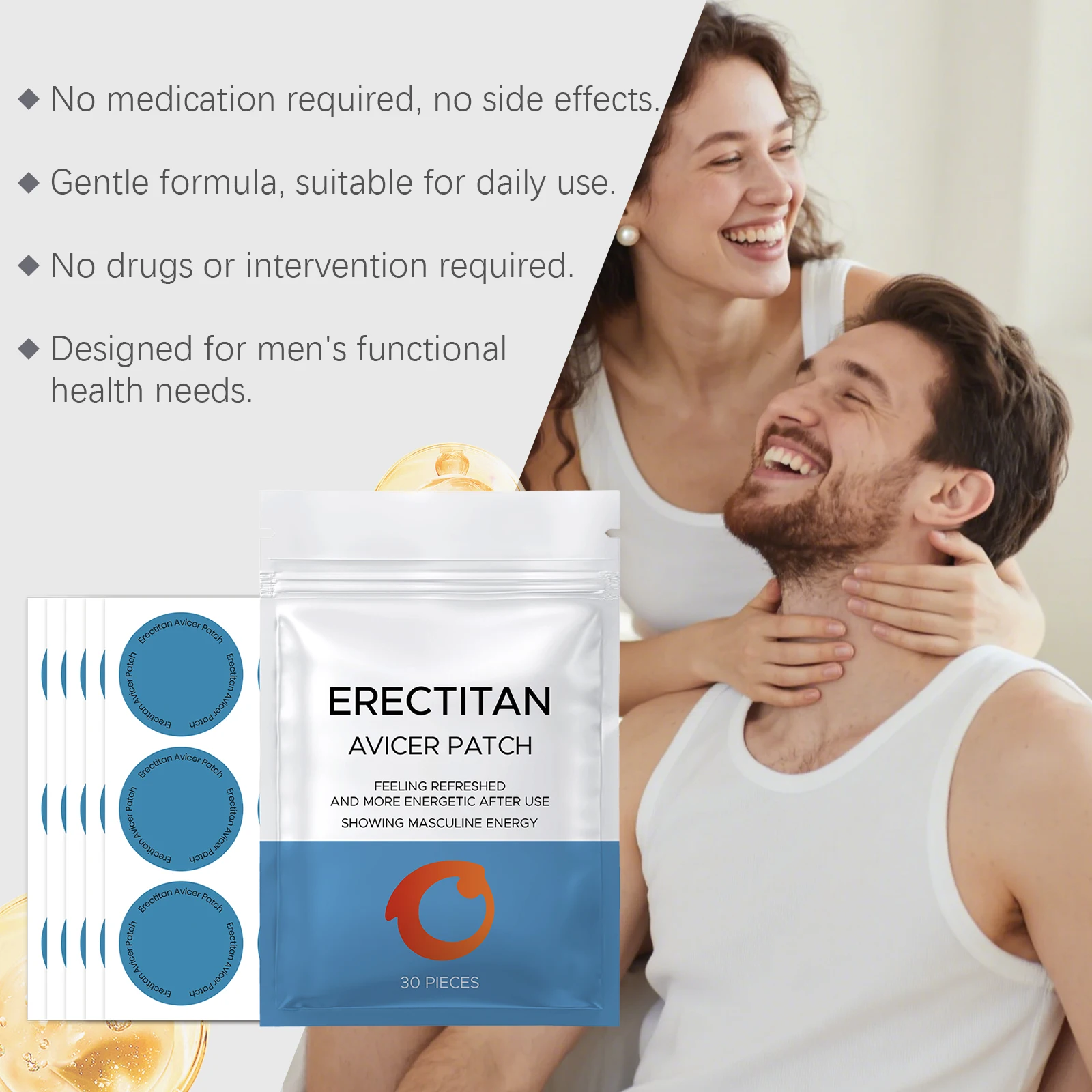 Men's Daily Skin Care Patch - All-in-One Gentle & Mild Formula, External Use for Full Body,Nourishes & Sustains Comfortable Skin