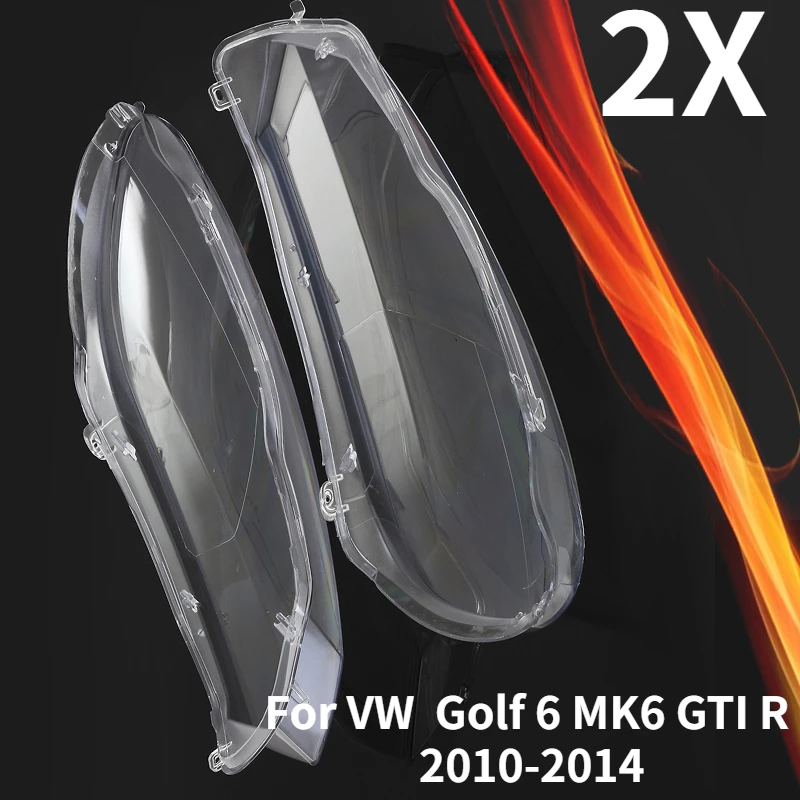 

2Pcs Car Clear Front Headlight Headlamp Lenses Cover Dust Shell Plastic For VW For Volkswagen Golf 6 MK6 GTI R 2010-2014