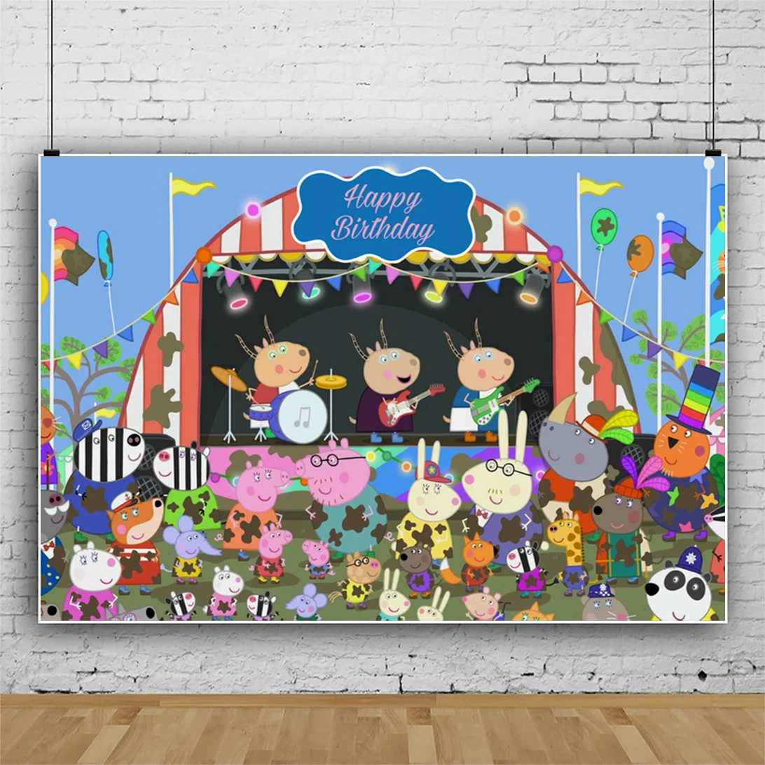 Cartoon Peppa Pig Birthday Party Background Decor for Children Happy Birthday Party Supplies Baby Shower Photography Backdrop birthday background supplies,birthday backdrop decoration,birthday party supplies,photography backdrops