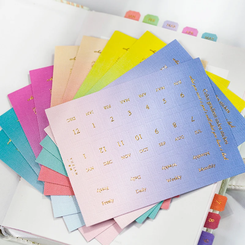 Fromthenon Magic Color Index Sticker Diary Planner Foil Gold Monthly Bookmark Notebook & Journal Month Tab Decorative Stationery