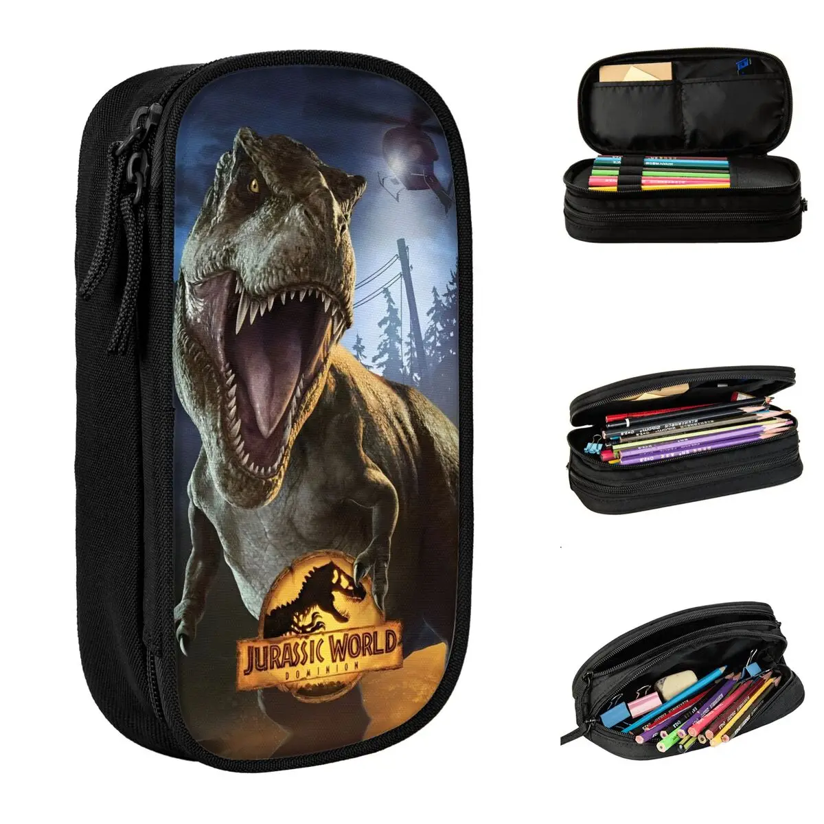 Jurassic World Pencil Case Fun Pen Bag Student Big Capacity Office Cosmetic Pencil Pouch
