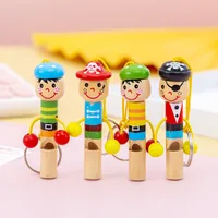 7cm Wooden Whistling Toy Musical Instrument Cartoon Pirate Style Wood Whistle Kids Music Educational Toys for Children Gifts 2