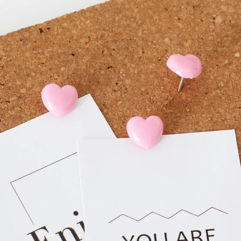 Push Pins Cute Heart Plastic Push Pins Assorted Making Tacks Wall Pins Cork Board School Stationery Office Binding Supplies 50pcs/box