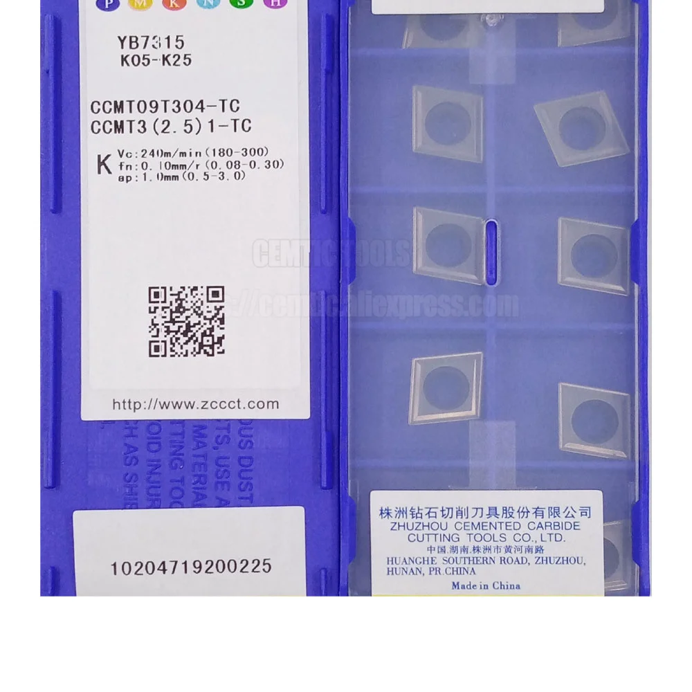 

CCMT09T304-TC CCMT09T CCMT ZCC CNC Turning Tools Inserts YB7315 CCMT09T304-TC