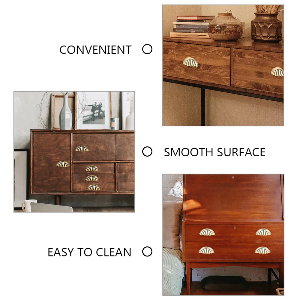 Drawer Pull Handle Cabinet Door Pull Replacement Furniture Handle Shell Shape Wardrobe Pull Handle Rust Proof Hardware Accessory