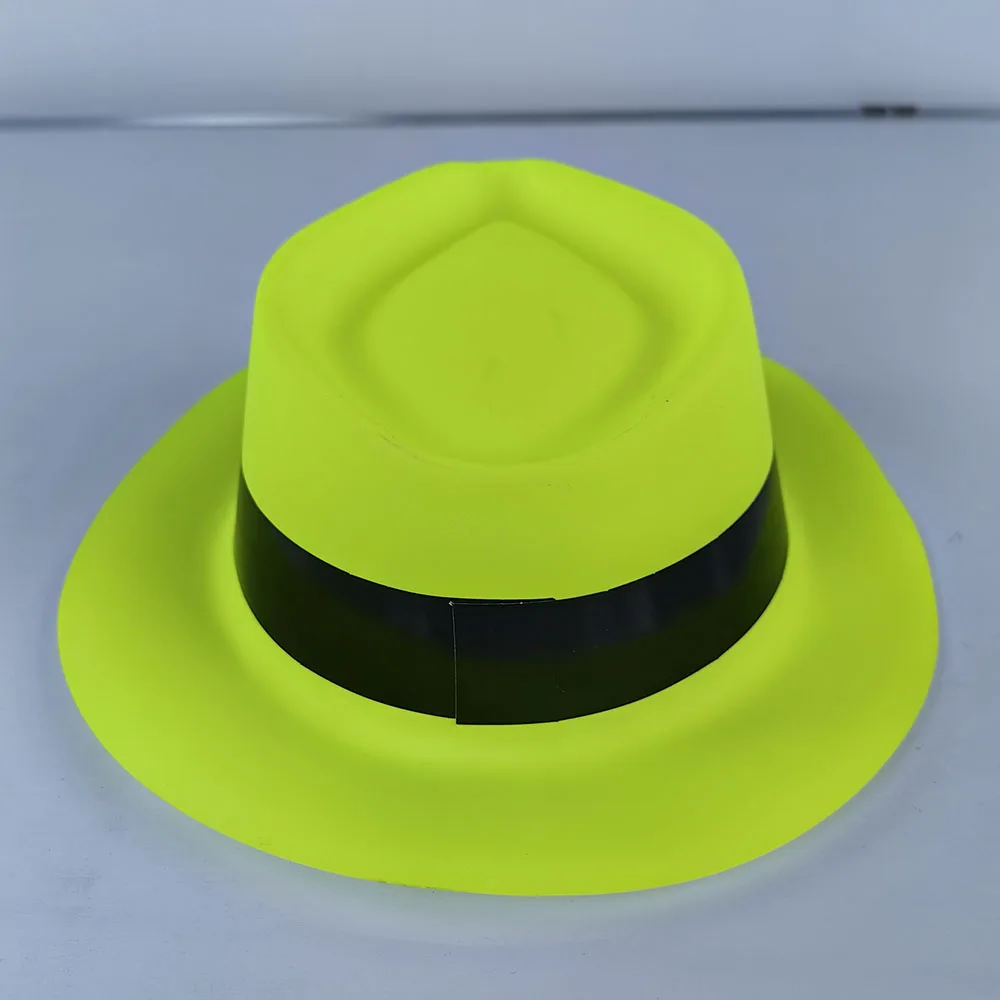 4/8/12/16/20pcs Party Neon Hats Color Plastic Formal Hats Gangster Fedora Hats Glow in The UV Light Party Decorations Supplies
