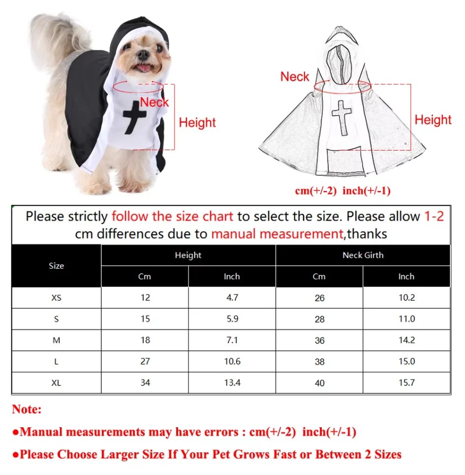 재미있는 할로윈 고양이 코스프레 의상, 소형 및 중형견, 고양이, 강아지용 키튼 예수 수녀복, 애완동물 액세서리