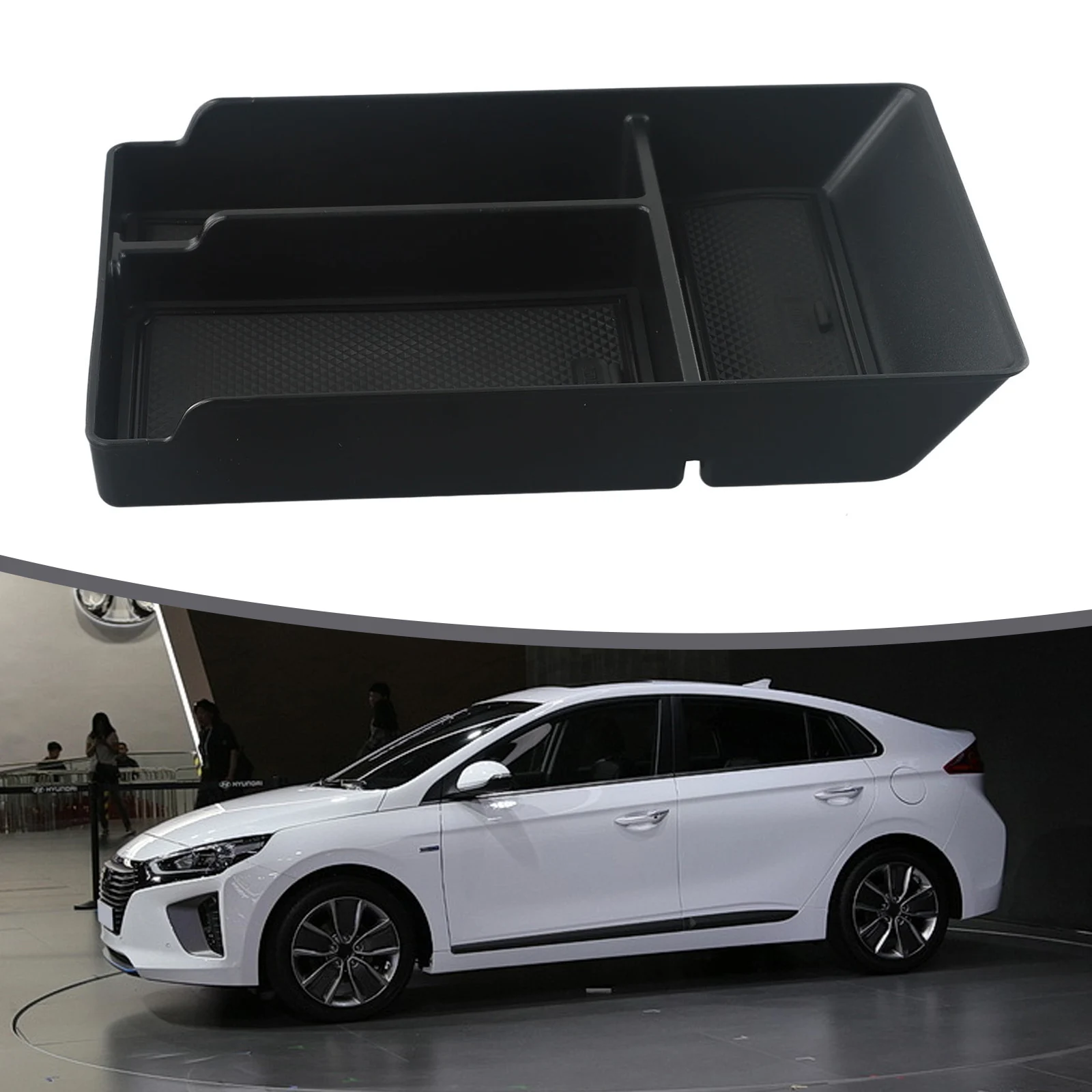 

For Hyundai-IONIQ 5 2021+ Armrest Storage Box Organizer Tray Center Console Stowing Tidying Black Car Accessories
