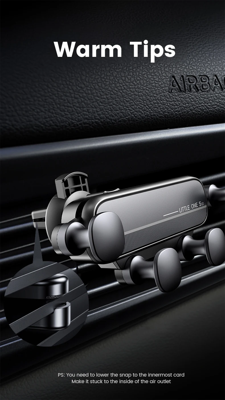 Universal Gravity Car Phone Holder Car Air Vent Metal Hook Smartphones Stand for for 4.7-6.9 inch GPS Support Clip Phone Stand