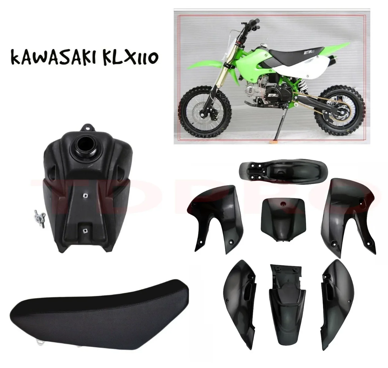 Motorcycle Plastic Fairing Full Body Cover or Fenders Mudguard Seat for Kawasaki KLX 110 KX65 Suzuki RM65 DRZ110 Dirt Pit Bike