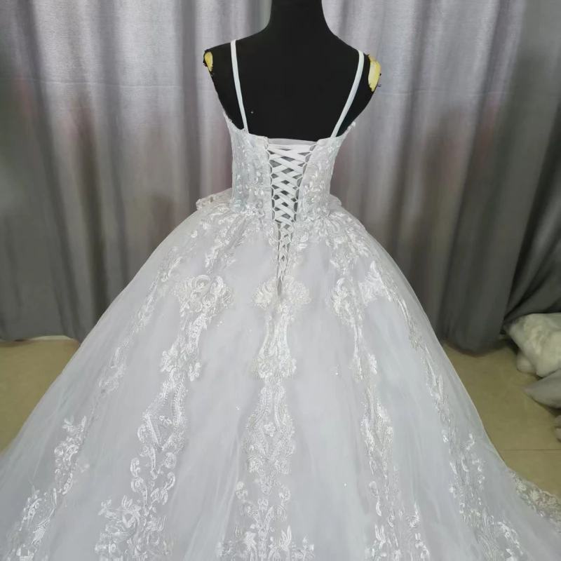 Whit Wedding Dresses For Women 2025 Summer Princesss Vintage Sweet Spaghetti Straps Sleeves Bridal Ball Gown Vestidos De Novias - 5