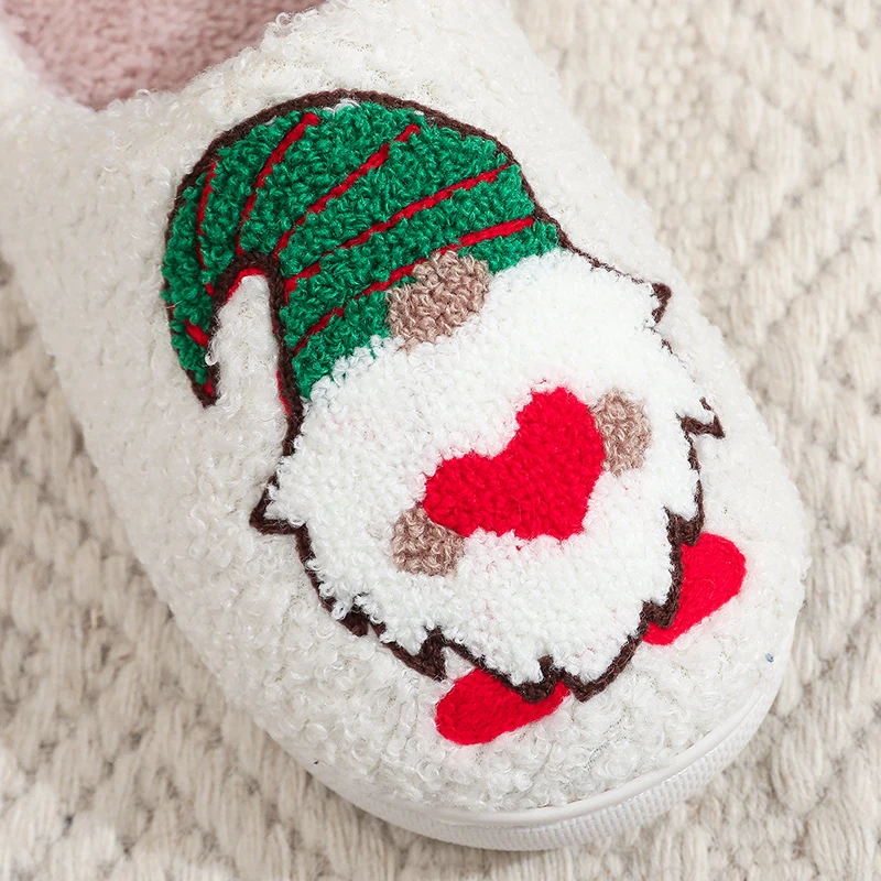 Funny Pattern Christmas Plush Slippers Women Cozy Soft Sole Furry Cotton Slippers Woman Non Slip Flat Heel Home Shoes Female