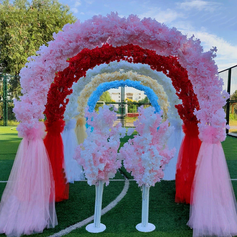 Arc de mariage en fer métallique de 2.5m, décoration en fleurs de cerisier artificielles, bricolage, décoration de fête de fond, Guide de route, fleur