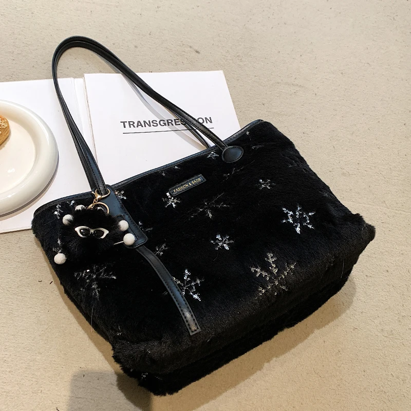 VeryMe crossbody bag Retro Bags For Women Soft Plush Shoulder Bags Female Large Capacity Travel Bag Winter Warm Fluffy Totes