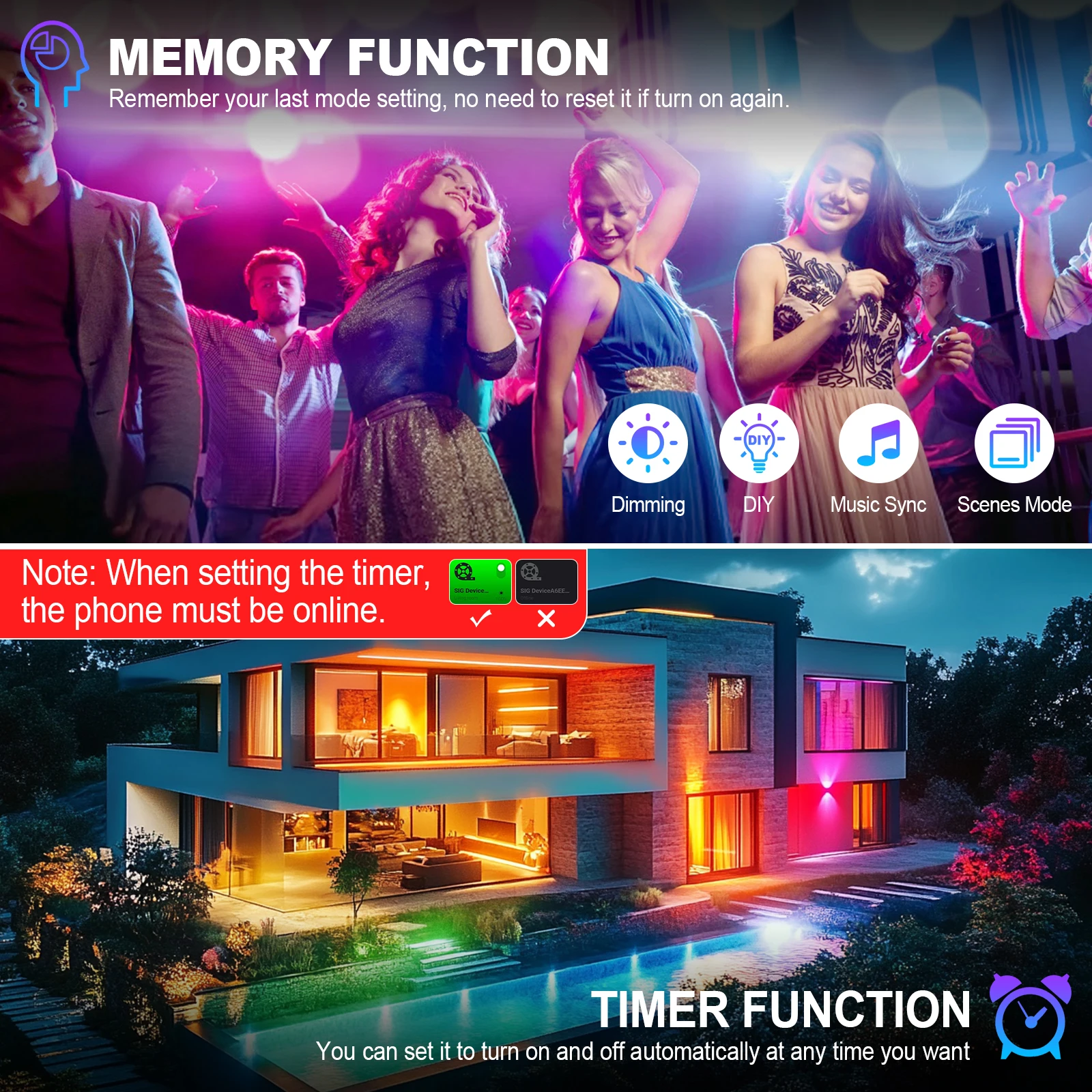 Faretto LED RGB 60W Esterno IP66 Con APP Bluetooth E Telecomando 16M Colori Per Giardino E Festa