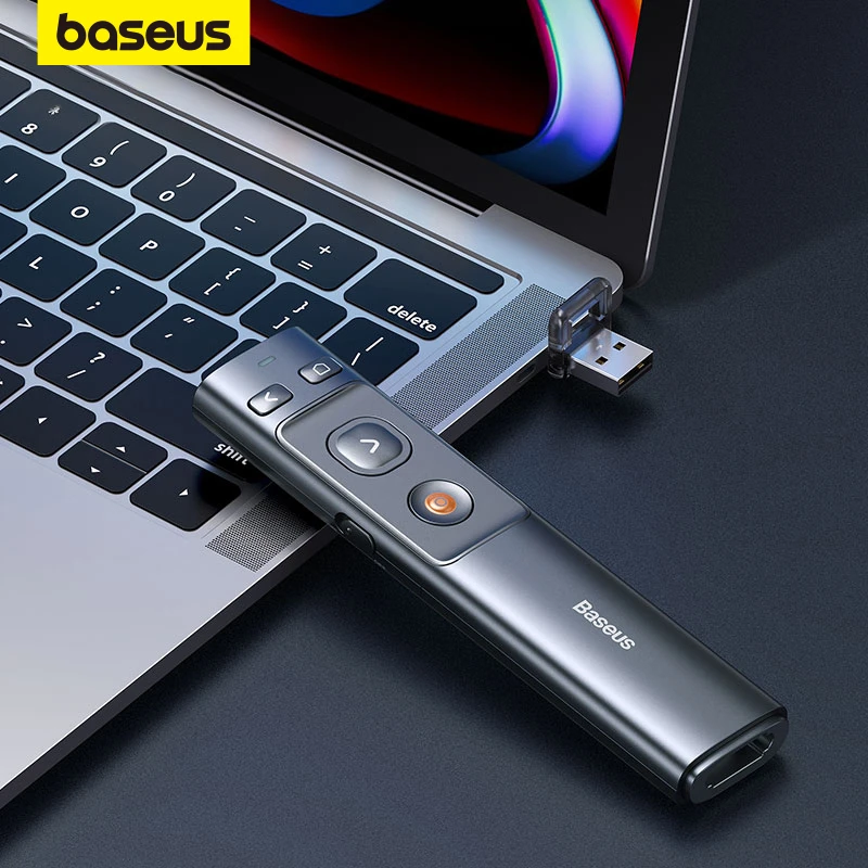 Baseus 2.4GHz Wireless Presenter Remote Controller Red Light Pen USB Control Pen For Mac Win 10 8 7 XP Projector PowerPoint PPT