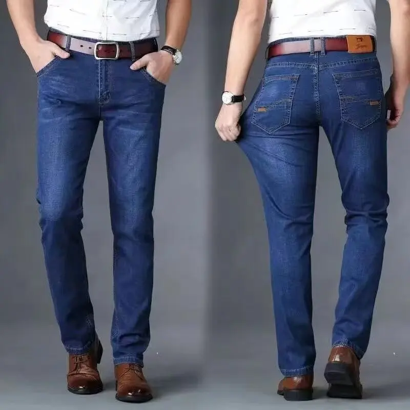 Men Jeans Spring Autumn Men Straight Leg Business Jeans