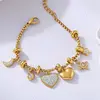 Liora Heart Moon Star Drop Pendant Women Stainless Steel Bracelets Zircon Wedding Banquet Charm African Bracelet Jewelry