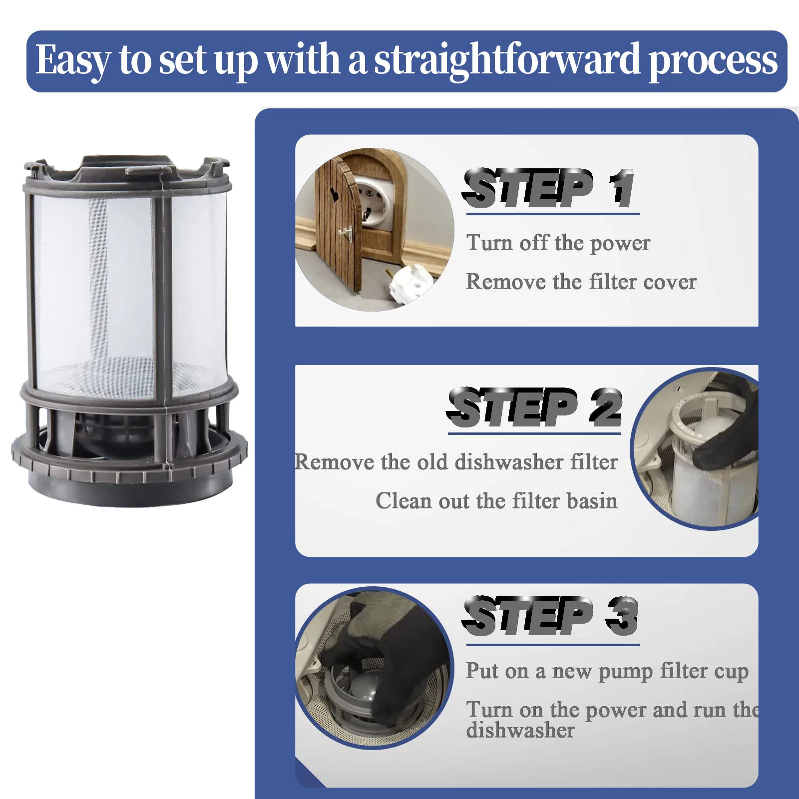 W10872845 Dishwasher Pump Filter Cup Replacement for