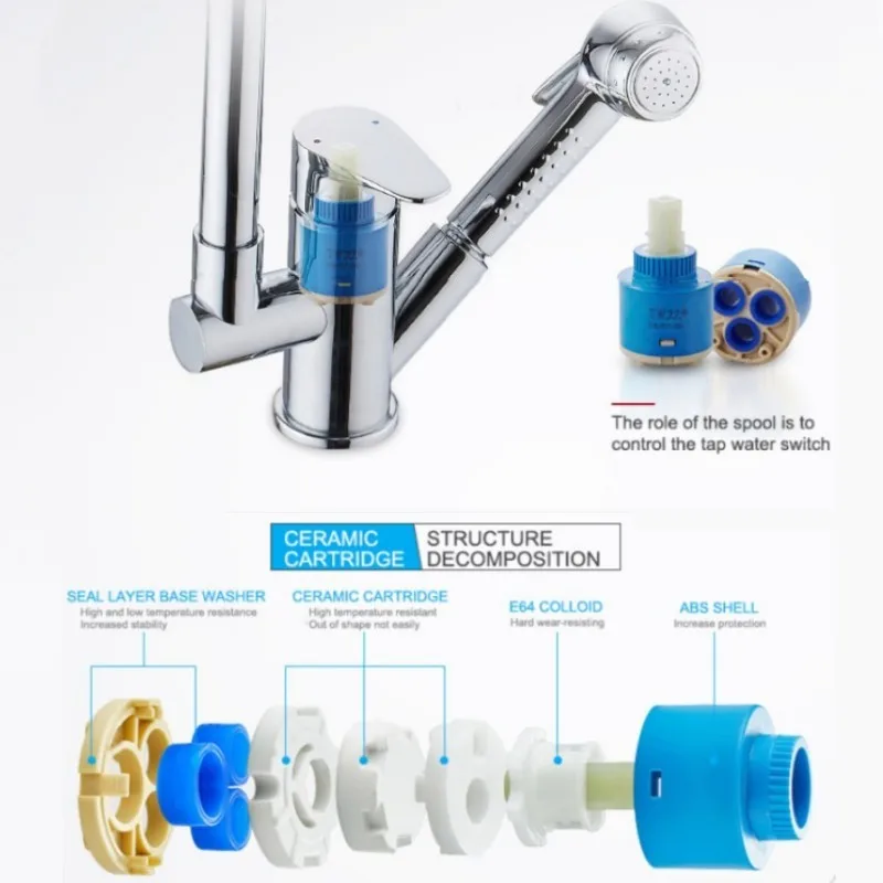 Faucet Cartridge Mixer Tap Replacement 25MM/35MM/40MM Kitchen Bath Basin Shower