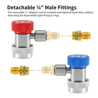 Adaptateurs R134A H/L à raccord rapide pour climatiseur, coupleur rapide en laiton réglable pour fluide frigorigène de climatisation 6