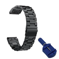 Stainless Steel QuickFit Watch Band - 20/22/26mm Adjustable Metal Strap for 20mm Fenix 5S 5SPlus (Black)