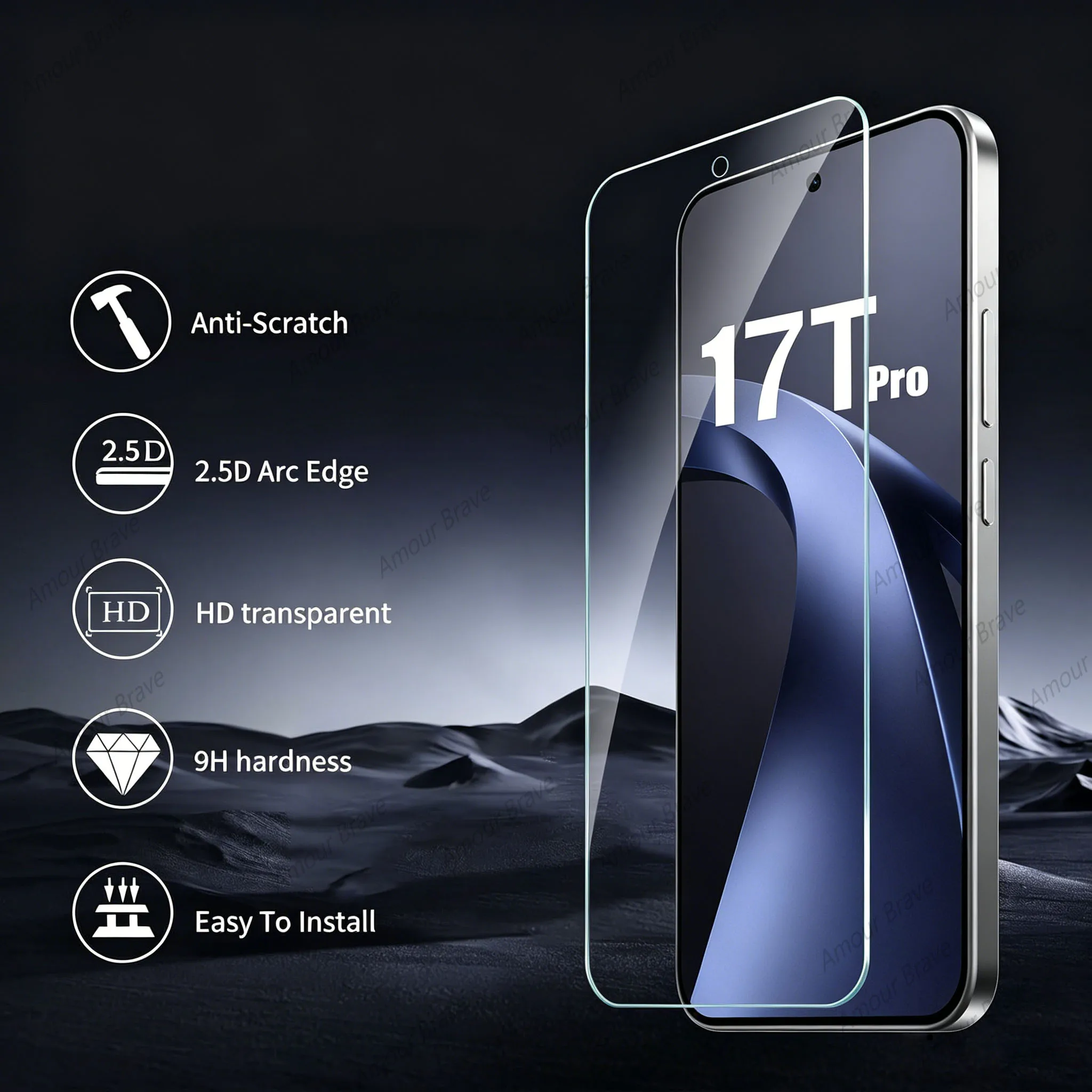 3PCS Fingerprint Unlock HD Tempered Glass Screen Protector Set