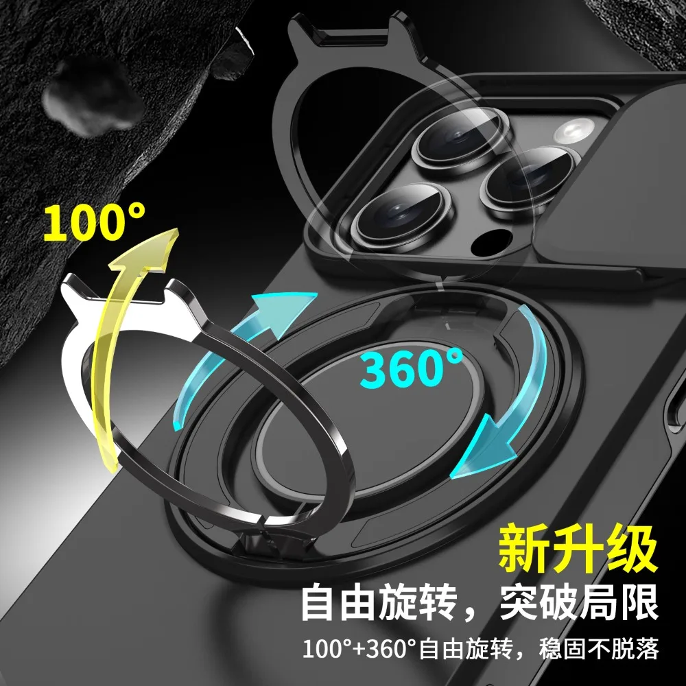 Premium Magnetic Stand Phone Case with Slide Camera Window and Shockproof Protective Shell