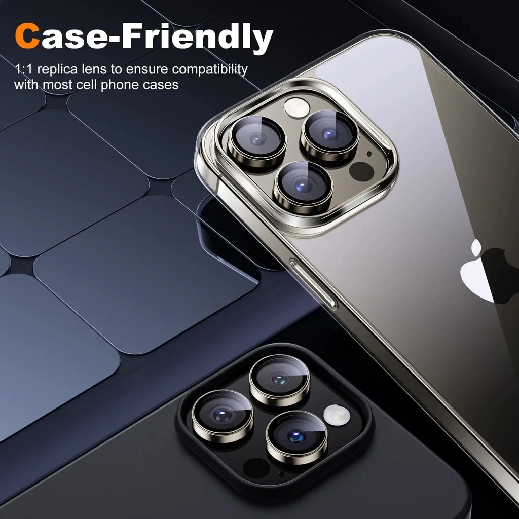 Premium Metal Camera Lens Protector Set with 9H Tempered Glass – Original Color Finish