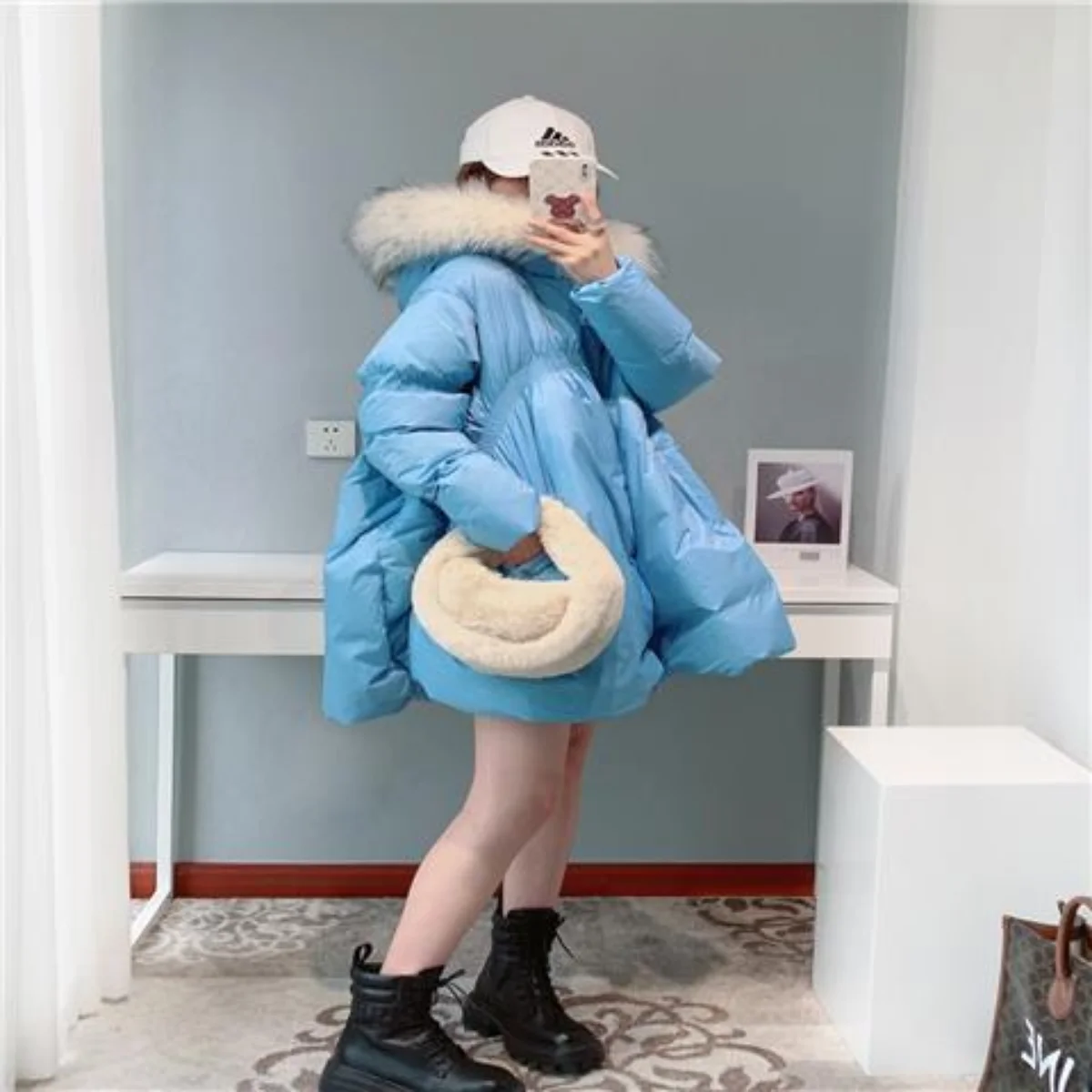 

New Winter Coat for Women 2022 Down Jackets Parkas Jacket Hooded Coats Fur Collar Korean Fashion Warm Loose