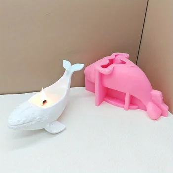 Big Whale Succulent Plant Flowerpot Resin Silicone Mold Marine Animal Whale Storage Box Candle Cup Concrete Cement Gypsum Mold