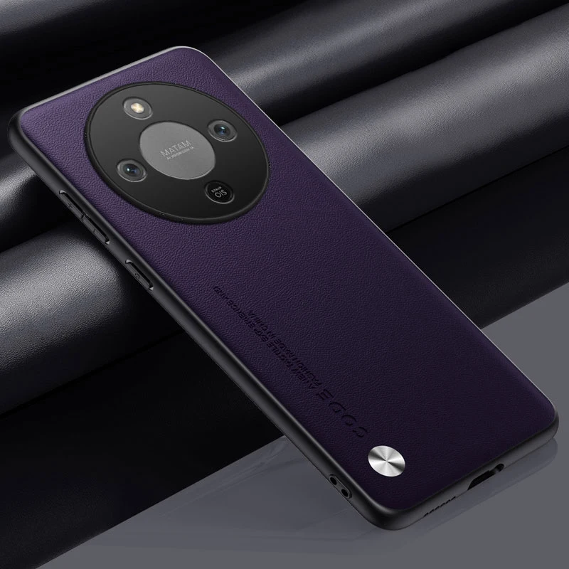 Deluxe Plain Leather Silicone Protective Case with Hard Bumper