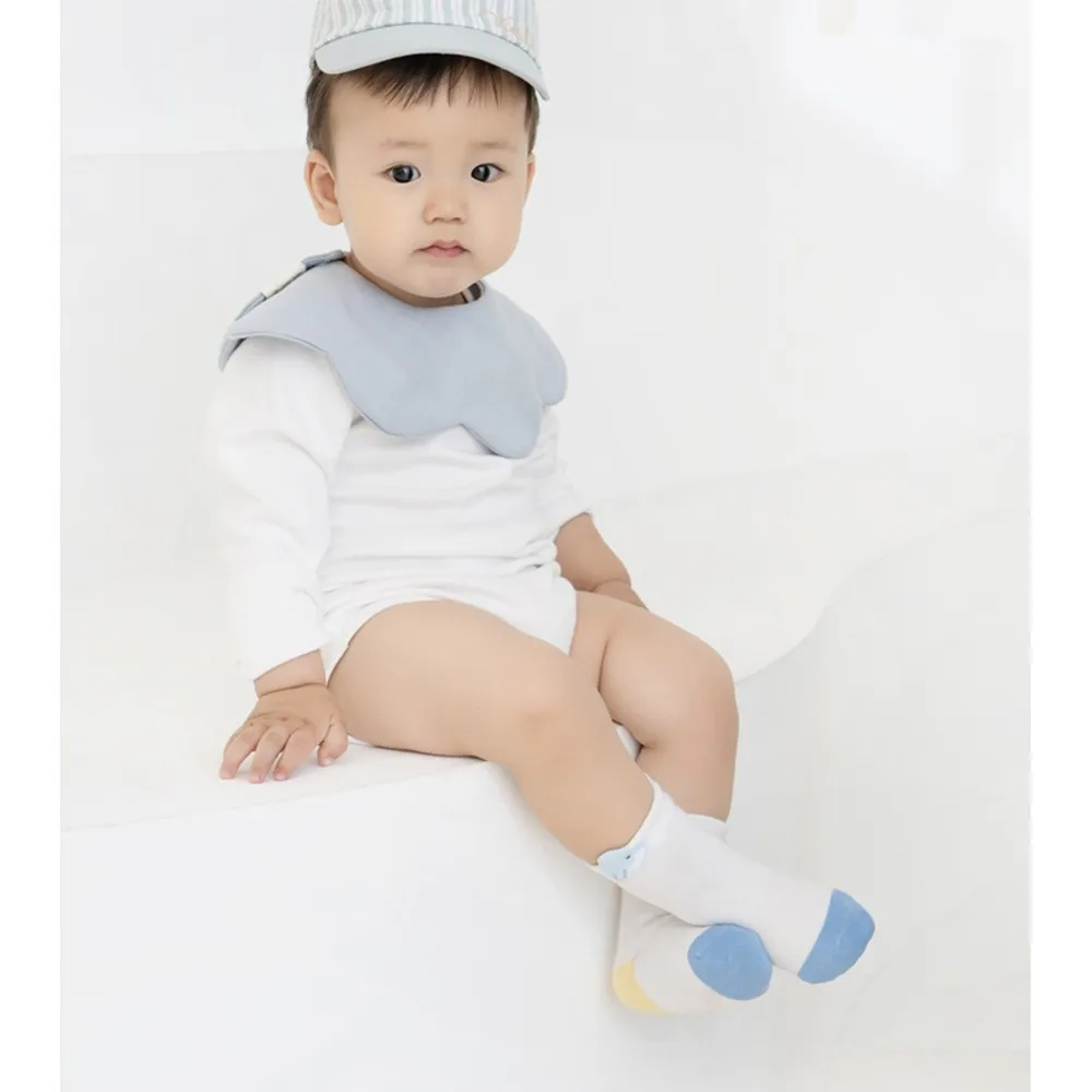 4 Pairs Baby Socks Japanese Cartoon Cute Bear Zoo Embroidery Children's Elastic Socks 0-8Y