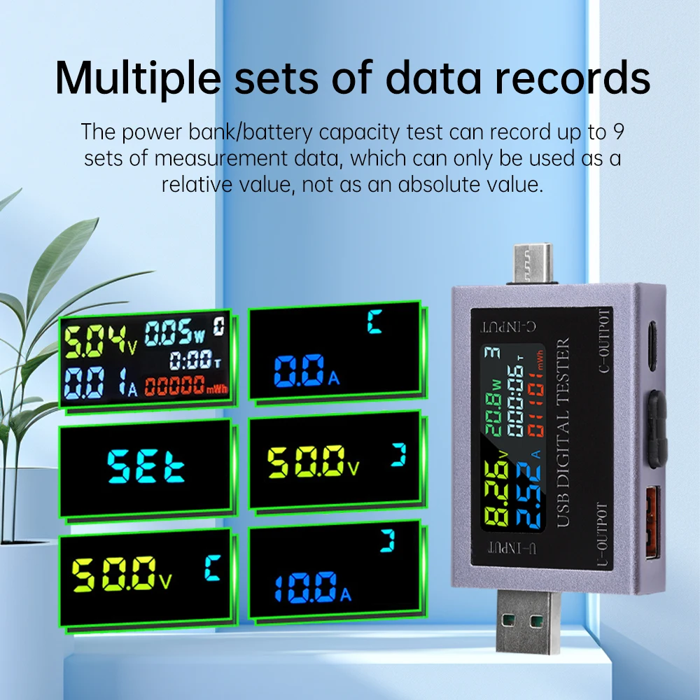 Advanced USB Type-C Power Meter with IPS Display and Fast Charging Capabilities