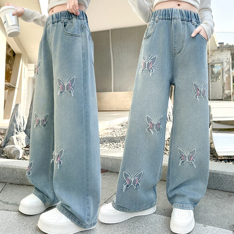 Girls Butterfly Wide Jeans 3
