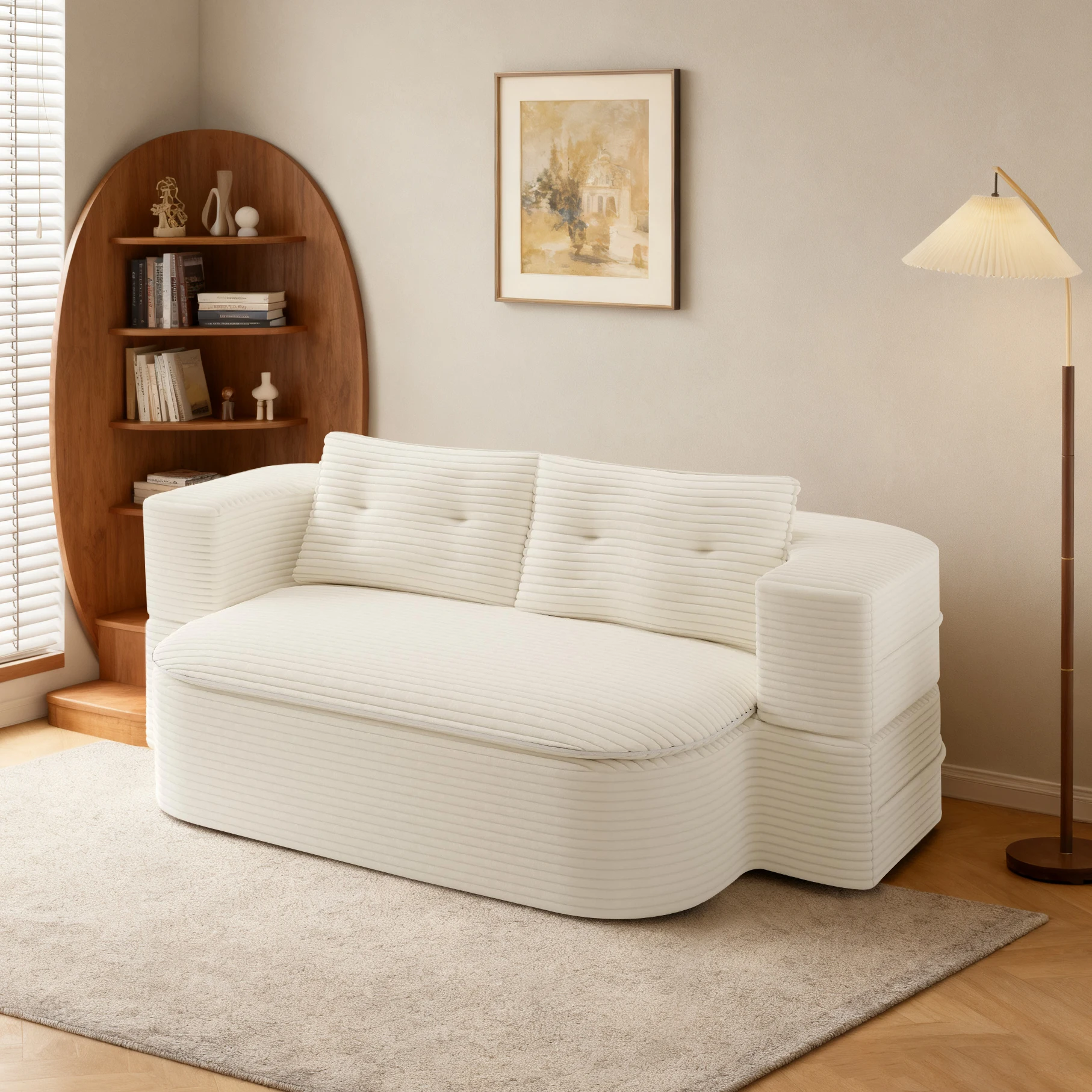 Comfortable folding sofa, 2-in-1 sofa bed, floor sofa with pillow, dual-use foam folding mattress sleeping sofa