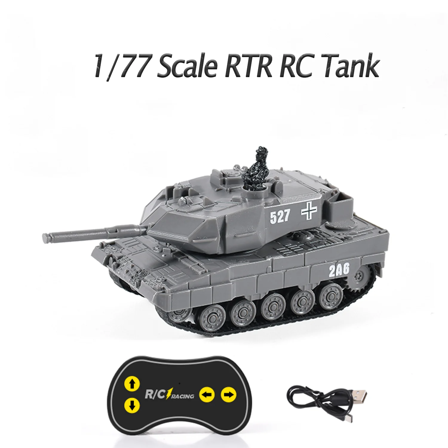 1/77 RTR RC Mini Tank German Panther Battle Tank 360°Rotation LED Light 2.4G Remote Control Model Toy for Children Gift 3