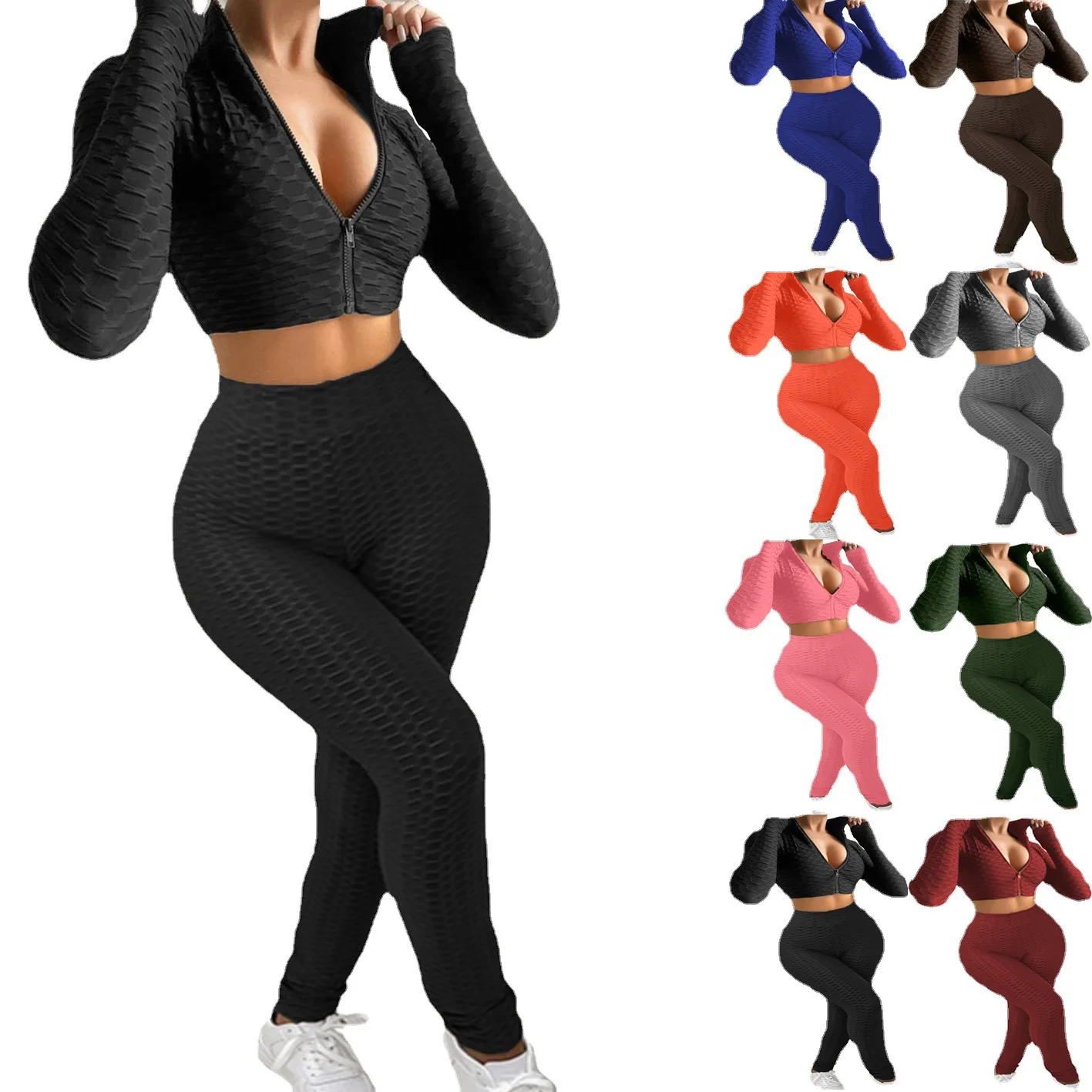 Women Sport Tracksuits 2pcs Yoga Sport Suit Gym Fitness Set Lady Sportswear