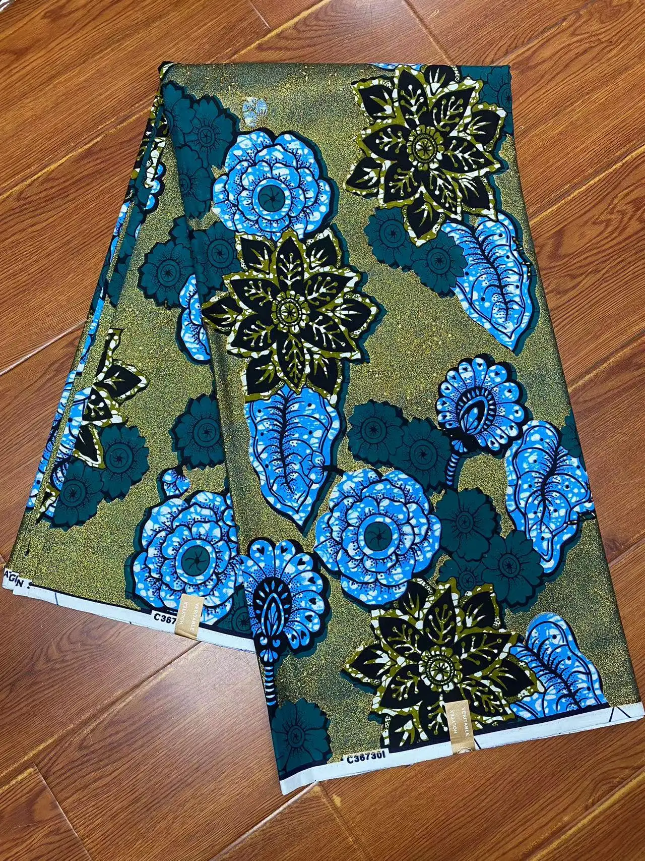 African Wax Fabric Clothing Fabric African Grand Glam Glitter Golden Wax Fabrics Soft Ankara Tissu Sewing Wedding Dress satin 100% Cotton 3-5