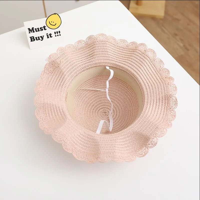 1 Pcs Summer Straw Hats Girls Flower Wide Brim Hat And Shoulder Bag Set Princess Beach Travel Sun Protection Fisherman Caps