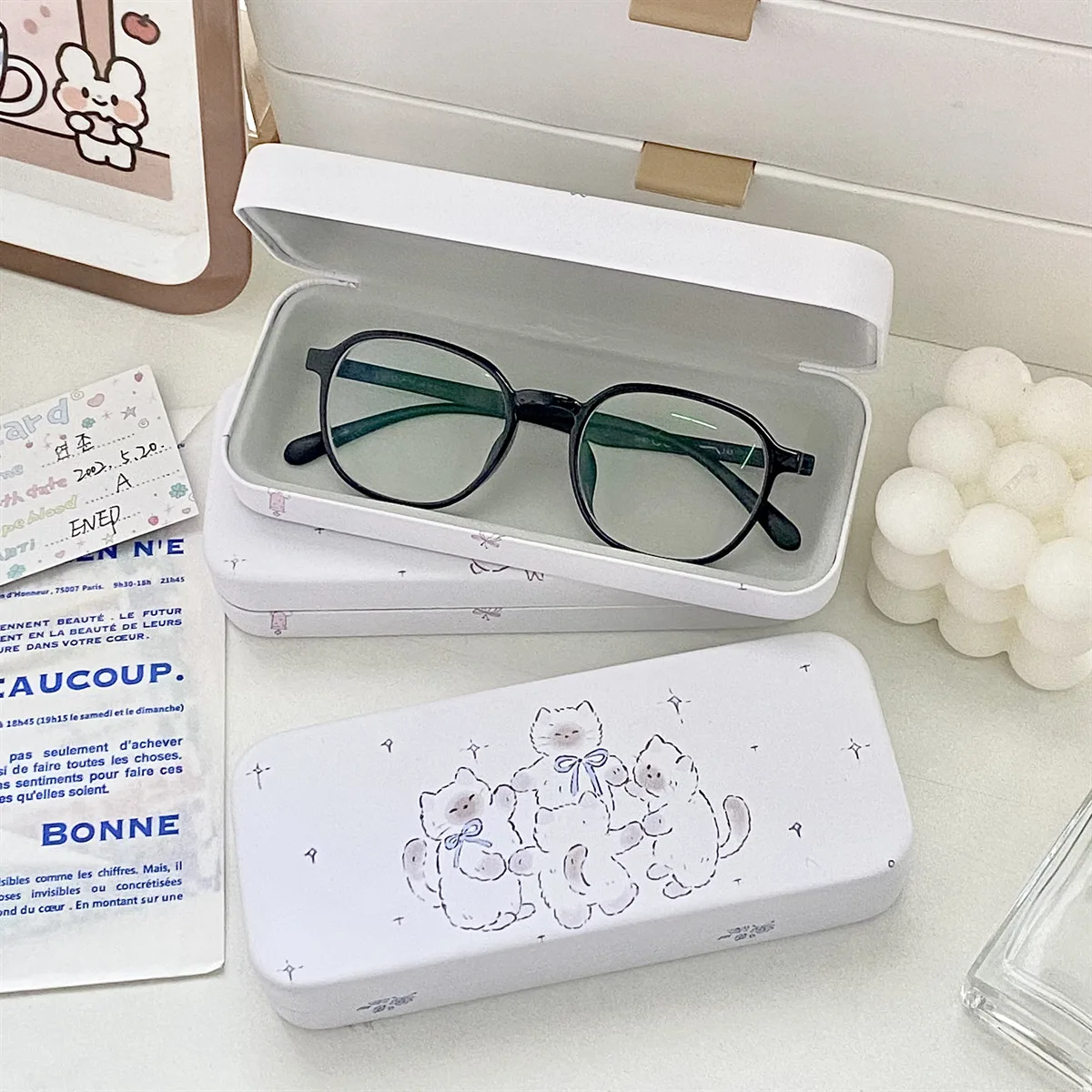 Cute Animal Glasses Case Women Cartoon Portable Myopia Sunglasses Storage Box Girl PU Leather Pressure Resistant Eyeglasses Box