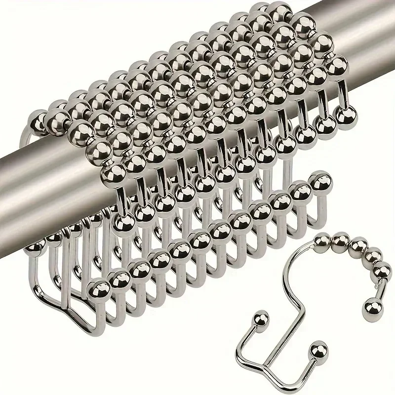 Rustproof Metal Shower Curtain Hook Iron Double Hook Shower Curtain Ring Hook Bathroom Hardware Accessories shower curtain hooks curtain hooks