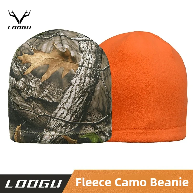 LOOGU Fleece Camo Beanie-Thermal Windproof Winter Hat for Hunting, Hiking, Cycling & Tactical Outdoor Cold Weather Gear
