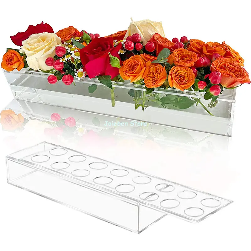 ClearRectangularAcrylicFlowerVaseFlowerBoxforWeddingDining