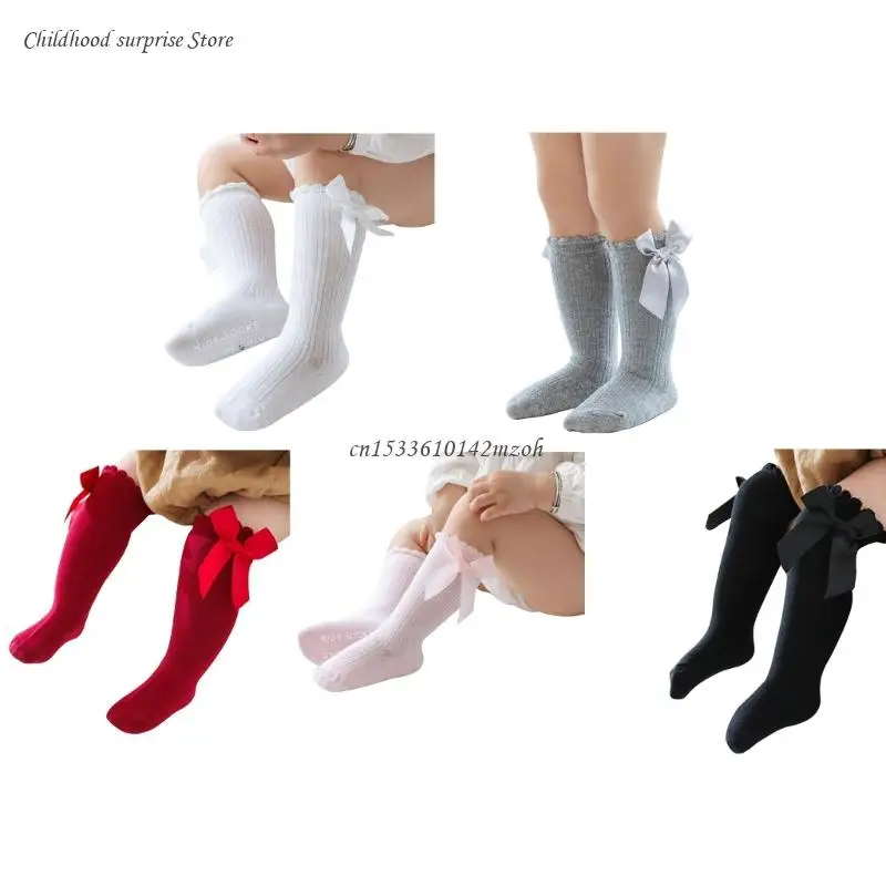 

Colorful Baby Girls Knee High Socks Cotton Uniform Socks Tube Ruffled Stockings Newborn Infant Toddler for 0-3 Years Dropship