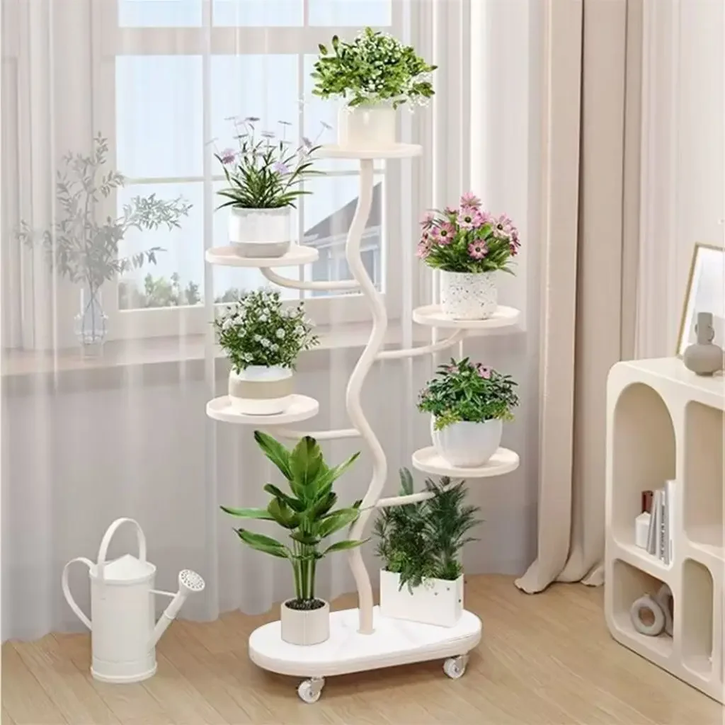Metal Plant Shelf Ladder Display Stand for Indoor Decor Tiered Flower Rack for Living Room Decoration Versatile Storage